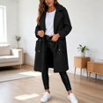 thumbnail image 5 of KICILVS Long Sherpa Jacket Women Fuzzy Button-Down Coat with Pockets Notched Collar Warm Winter Outerwear for Casual, 5 of 7