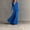 Blue, variant on Women's Elegant Solid Wrap Deep V-Neck Long Sleeve Ruched Waist Thin Belt Flowy Maxi Evening Gown & Party Dress Wine Red,M