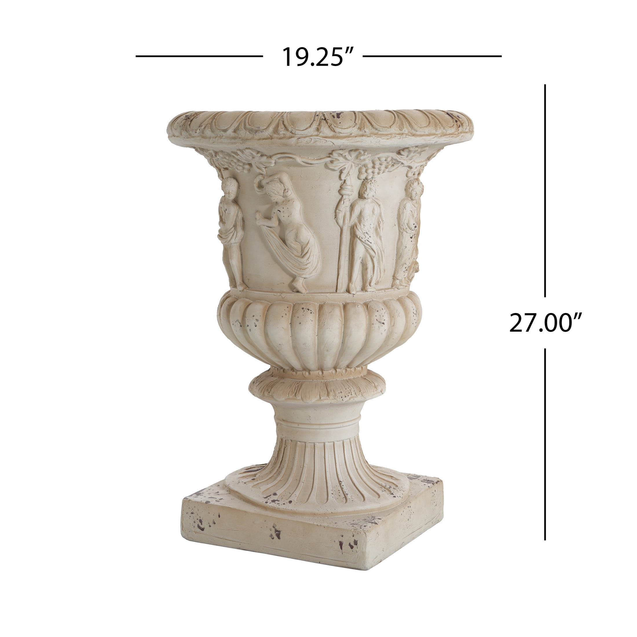 Christopher Knight Home 27" MGO Vintage Garden Urn Planter, Large Outdoor Decorative Pot, Antique White