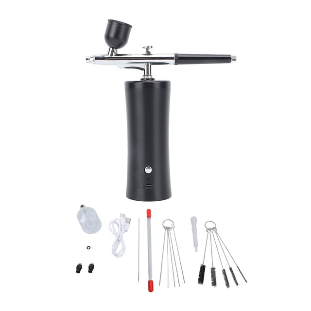 Kit de aerógrafo eléctrico Nikou 30 PSI inalámbrico negro