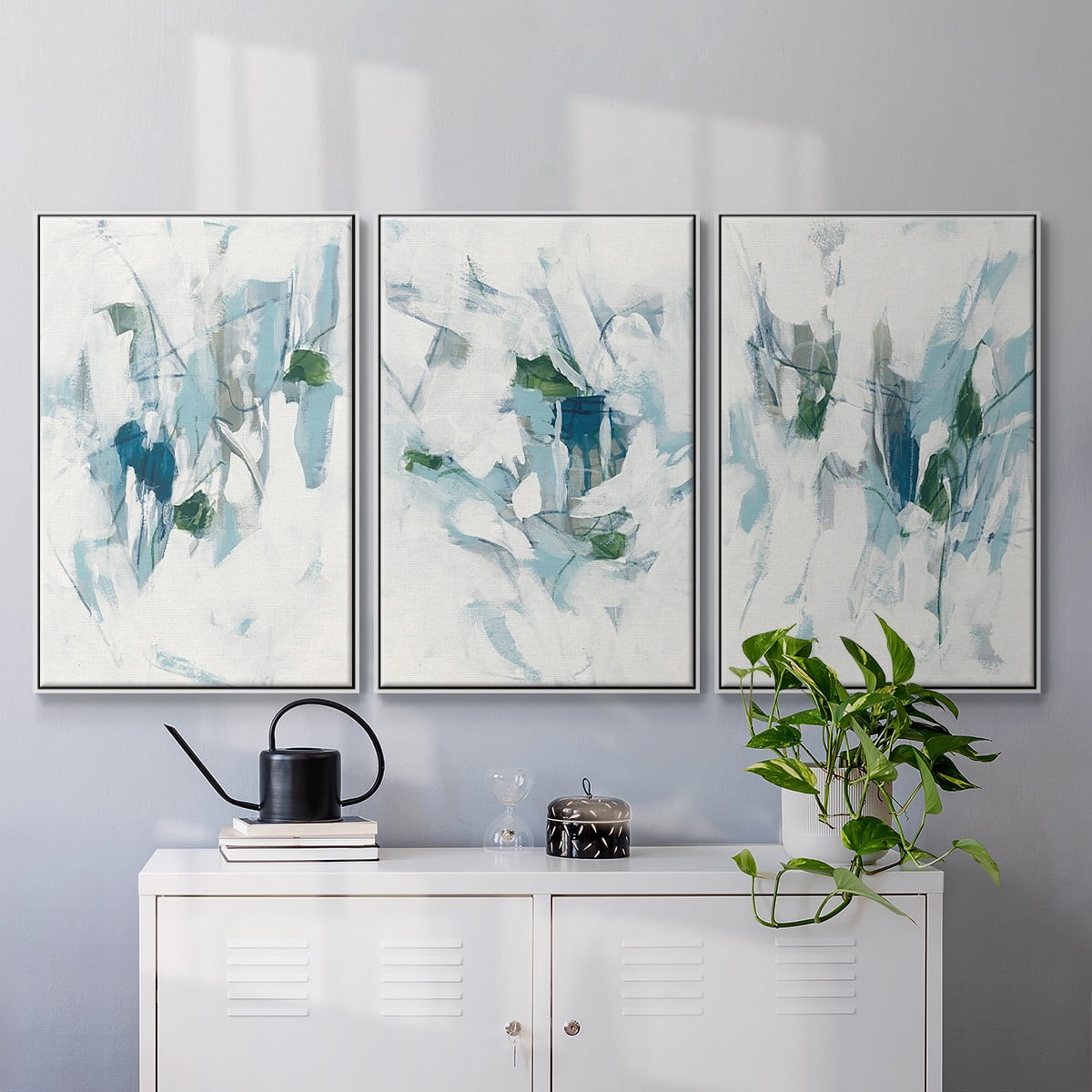Ice Cavern I - Framed Premium Gallery Wrapped Canvas L Frame 3 Piece Set - Ready to Hang
