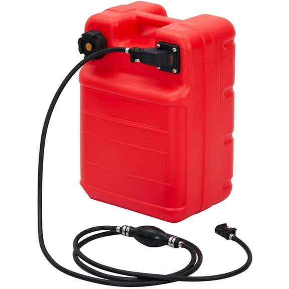 Towallmark 6 Gallon Portable Gas Tank, Marine Fuel Tank, Outboard Fuel Tank with 9.8ft Hose and Gauge, I Handle for Fishing Deck Boats Yachts