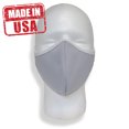 thumbnail image 3 of 3x Face Masks Washable Reusable Soft Double Layer Fabric Professional High Quality MADE IN USA Light Grey with White Trim, 3 of 4