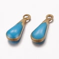 thumbnail image 2 of Antique Golden Plated Brass Enamel teardrop Charms Enamelled Sequins Medium Turquoise 11x4x3mm Hole: 1mm, 2 of 2