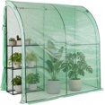 thumbnail image 5 of 3-Tier Lean-to Portable Greenhouse, 79"x39"x83" Heavy Duty Walk-in Garden House, Indoor Outdoor with Wire Shelves, 2 Roll-Up Zipper Doors, PE Weatherproof Cover & Steel Frame, 5 of 9