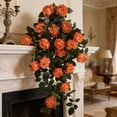 thumbnail image 4 of Guirnalda de rosas artificiales colgantes, arreglo floral artificial realista para decoración de pared, boda y jardín, rosas de tela realistas con hojas verdes naturales, flexible y maleable., 4 of 6