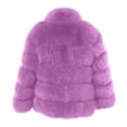 thumbnail image 4 of Odeerbi Womens Faux Fox Furry Overcoat Thicken Fleece Jacket Winter Fuzzy Coat Plus Size Winter Warm Coat Loose Stand Collar Plush Jacket Purple, 4 of 6