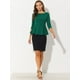 thumbnail image 5 of Top Peplum de trabajo elegante con cinturón de manga 3/4 y cuello redondo para mujer Verde L Allegra K, 5 of 5
