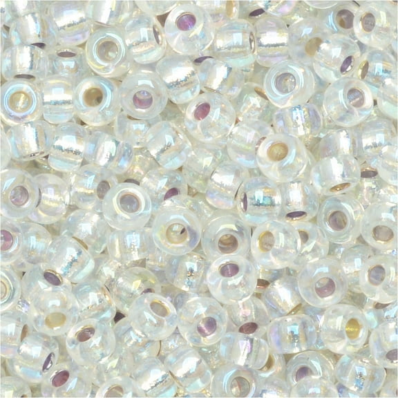 Miyuki Round Seed Beads, 8/0, 22 Gram Tube, #91001 Silver Lined Crystal AB
