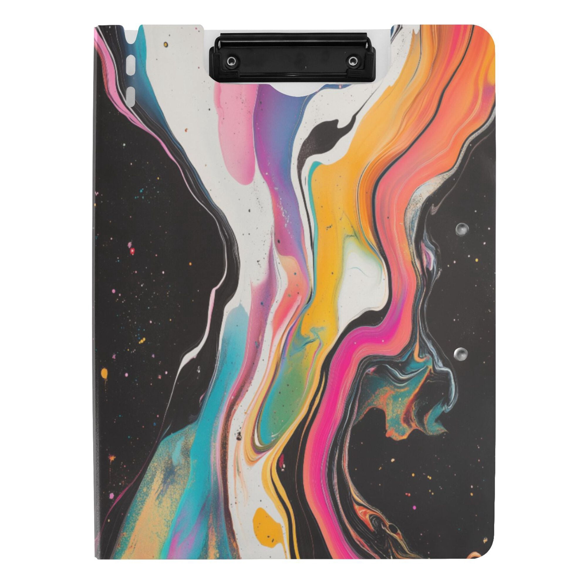FORMRS A4 Clipboard Folder with Pen Holder Horizontal Foldable School Office Binder, Colorful Black