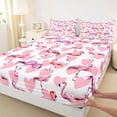 thumbnail image 3 of Homewish Tropical Animal Flamingo Bed Sheets,Kawaii Lovea Pattern King Sheets,Pink White Sheet Set For Girls Teens,Breathable Home Decor,4pcs, 3 of 7