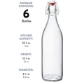 thumbnail image 3 of Bormioli Rocco Giara Swing Top Bottles 33 ¾ Ounce/1 Liter (6 Pack) ROUND Clear Glass Grolsch Flip Top Bottle With Stopper, 3 of 8