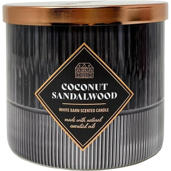 Bath and Body Works Candle - Coconut Sandalwood White Barn 3-Wick with Essential Oils (14.5 Oz / 411 g)
