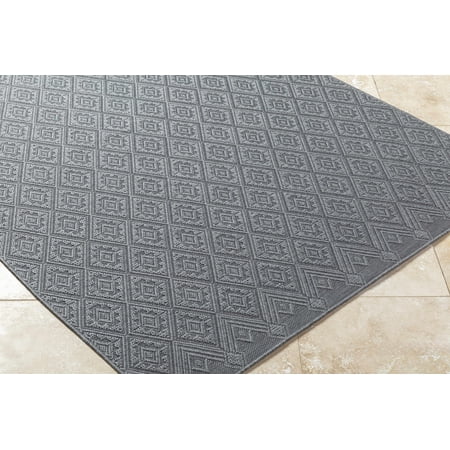 Hauteloom Bandit Living Room, Bedroom Patio Outdoor Area Rug - Traditional, Transitional - Gray, Lunar Green - 5'3" x 7'