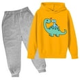 thumbnail image 2 of Zwiiyzr 3-14Y Baby Clothes Girls and Boy Clothes Set Sweatshirts Tops Pants Fall Winter Toddler Outfits Casual Long Sleeve Dinosaur Print Tops Hooded Set Orange, 2 of 3