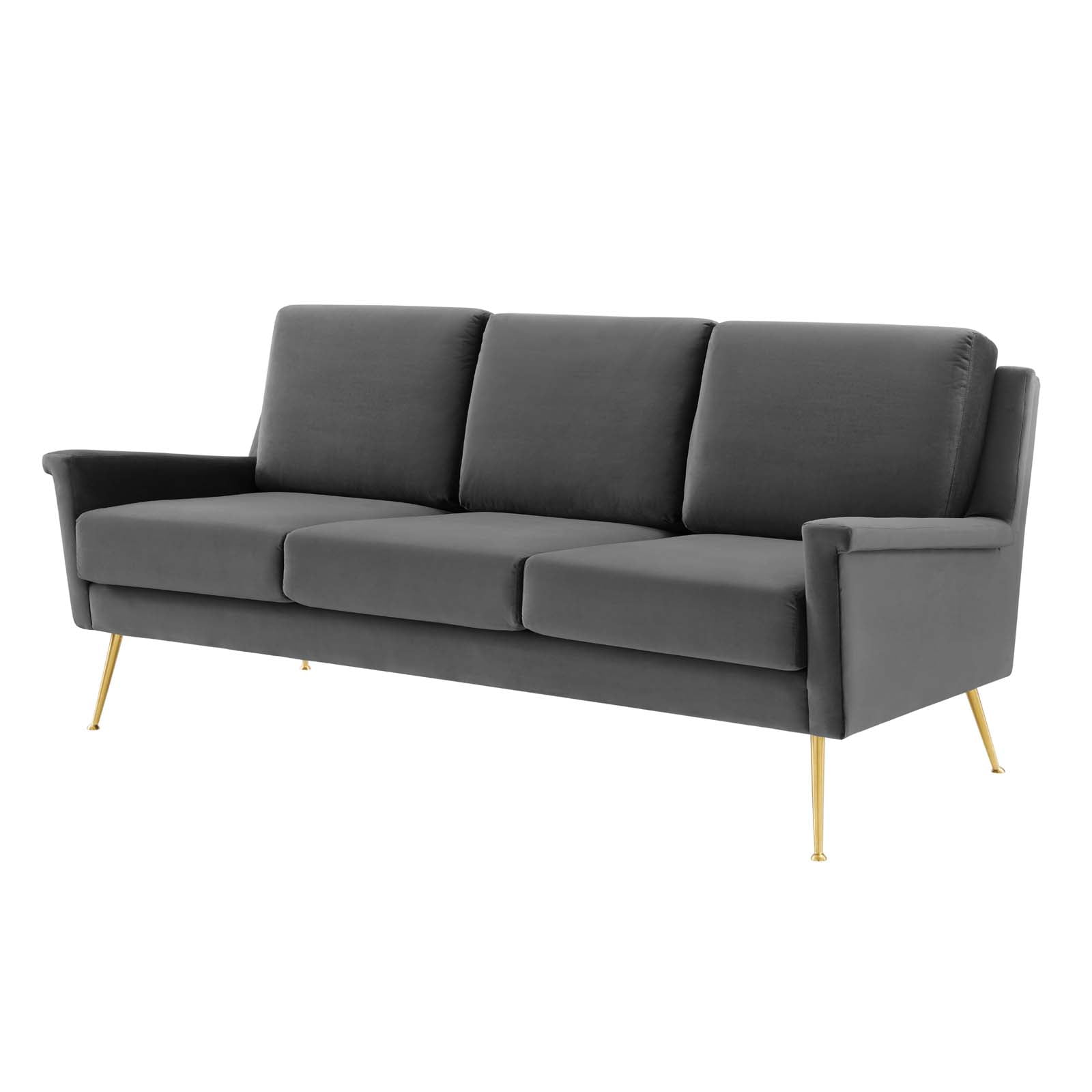 Sofa, Velvet, Gold Grey Gray, Modern Contemporary Urban Design, Living