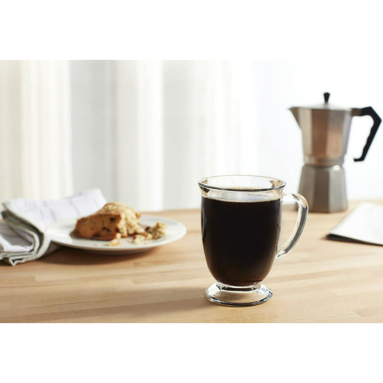 Kook Clear Glass Coffee Mugs Set of 6 15-Oz Capacity Borosilicate