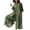 Green, variant on fartey Cotton Linen Rompers for Women Button Down Solid Color Baggy Breathable Wide Leg Jumpsuits Round Neck Long Sleeve Lounge Onesies