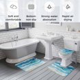 thumbnail image 5 of Teal Blue Ombre Bath Mat 3 Piece Bathroom Rug Set, Modern Coastal Ink Painted Abstract Non Slip Bath Rug Contour Mat and Toilet Lid Cover, Absorbent Shower Mats Soft Bath Rugs and Mats Sets, 5 of 8