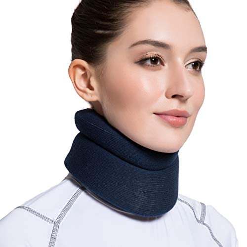 Collier Cervical en Mousse - Soutien Doux pour le Cou, Soulage la Douleur et la Pression dans la Colonne Vertébrale - s'Enroule, Aligne, Stabilise les Vertèbres - Peut Tre Utilisé pendant le Sommeil (Confort, Bleu, Petit, 2.75?)