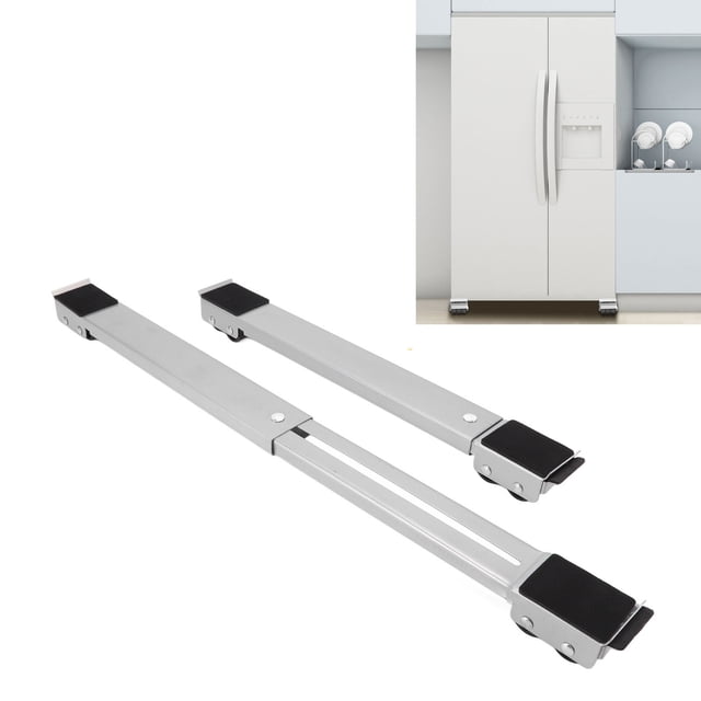 2 Ensembles Mobile Support de Rouleau Meubles Surélevés Roues Mobiles pour Réfrigérateur Machine à Laver Argent