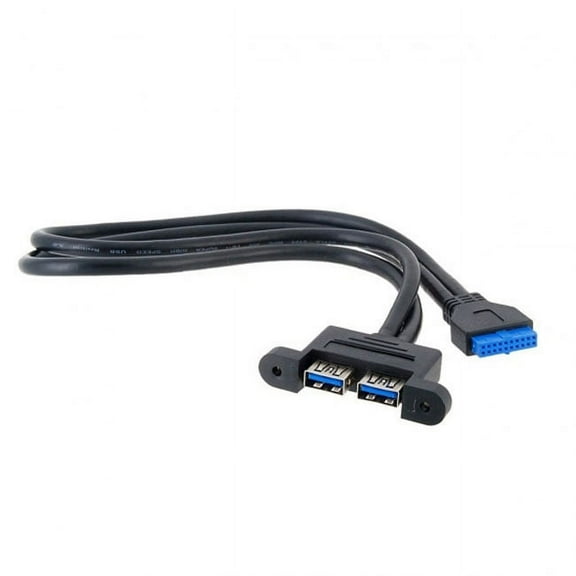 Xiwai Cable Dual Port USB 3.0 Female Panel Type to Motherboard 20Pin Header Cable 50cm