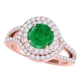 thumbnail image 2 of Mauli Jewels Engagement Rings for Women 1.91 Carat Halo Split Shank Interwined Design Emerald Diamond Bridal Set prong 14k Rose Gold, 2 of 8