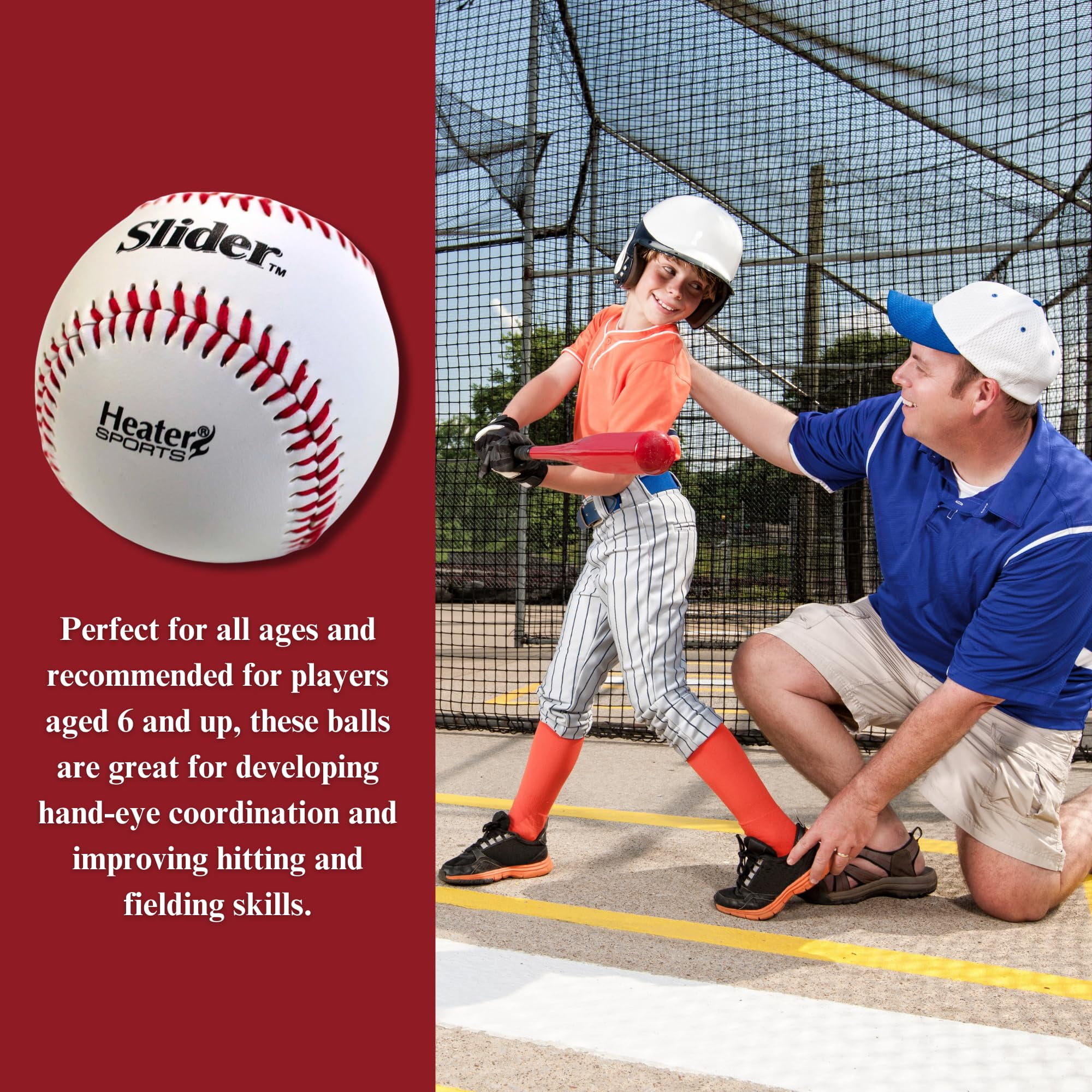 Heater Sports Slider Lite Genuine Leather Pitching Machine Baseballs - 1 Dozen, Accurate, & Long-Lasting