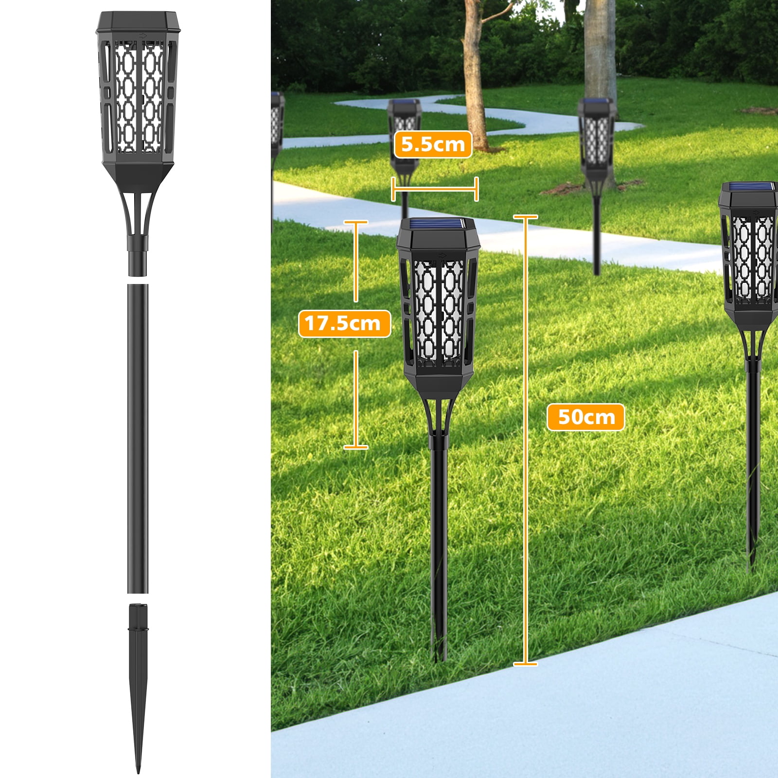 6 Pack Outdoor Solar Lights, LED Waterproof Decorative Lights with Flickering Flame, Outside Lighting Decoration for Patio Garden Yard Pathway Landscape