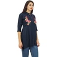 thumbnail image 5 of Phagun Stylish Tunic Blue Beautiful Embroidery Design Cotton Modal Top Wear - 4, 5 of 9