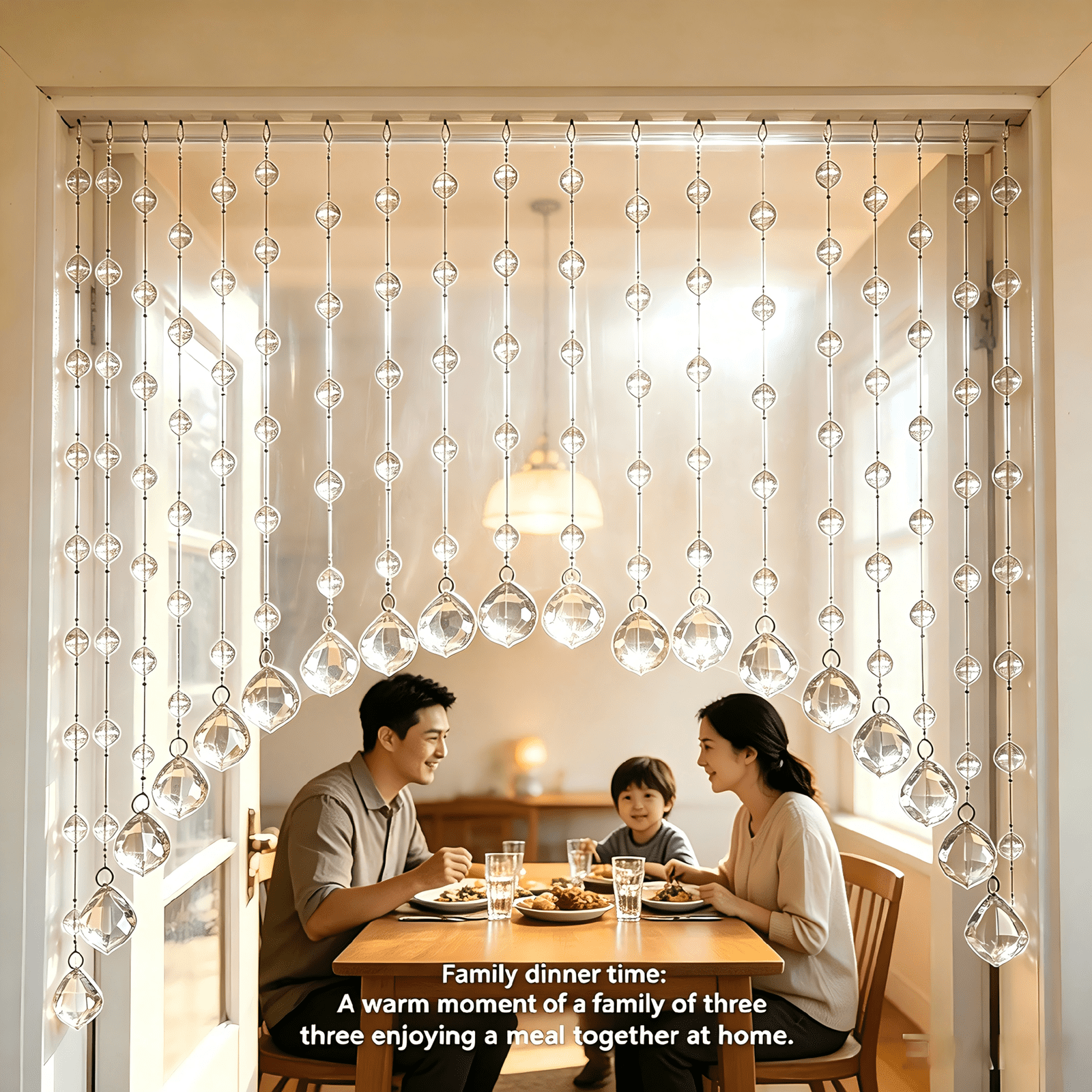 20-Strand Crystal Beaded Curtain, Multicolor Acrylic Arched Room Divider with Rainbow Beads for Bedroom, Living Room, Cafe