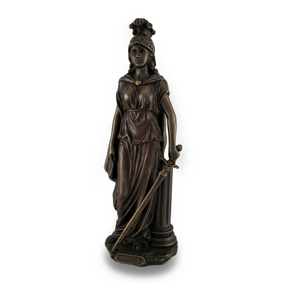 Cardinal Virtue Fortitude Bronze Finished Statue Hand Painted Accents