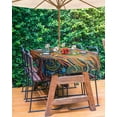 thumbnail image 3 of Fsddascl Peacock Feathers Eye Outdoor Tablecloth - 60x102 Inch Rectangle Dining Table Cover, Abstract Vintage Boho Oil Painting Waterproof Outdoor Table Cloth with Umbrella Hole & Zipper for Patio, 3 of 7
