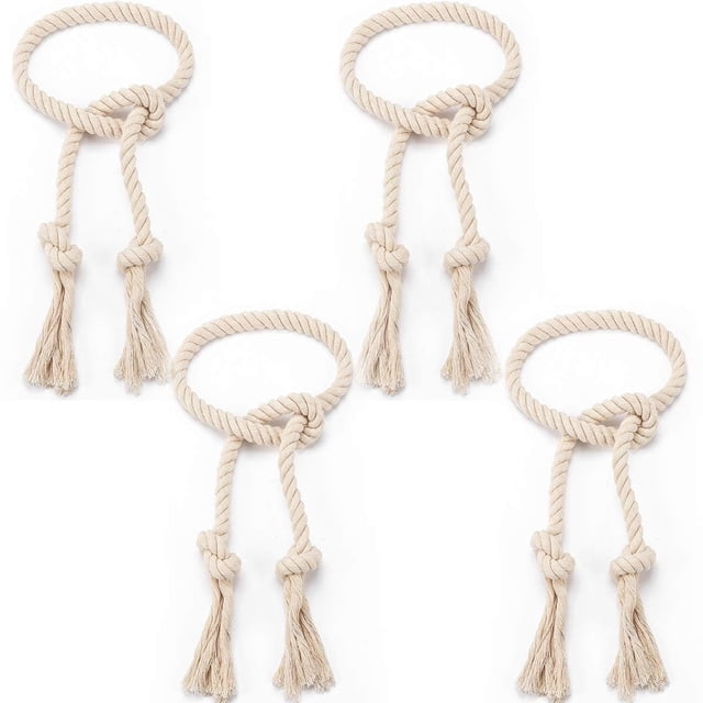 Sujetadores de Cortina Apipi 4 Piezas Cuerda de Algodón Beige 100 cm