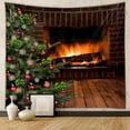 thumbnail image 1 of Tapiz navideño, tapiz de pared de tablón marrón, hojas, frutas rojas, decoración colgante de pared para dormitorio, sala de estar, dormitorio, 1 of 4