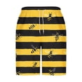 thumbnail image 4 of Virmaxy Men's Holiday Hawaiian Beach Shorts Trunks Board Shorts with Elastic Waist Drawstring Quick Dry Swim Trunks Shorts for The Bee Festival Yellow-1 S, 4 of 5