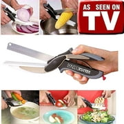 2-in-1 Stainless Steel Cutting Board Scissors Vegetable Fruits Cutter Make Salad Smart Kitchen Tool