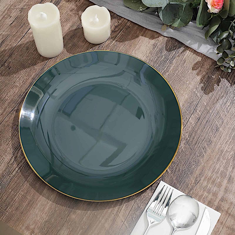 BalsaCircle 10 Round 10" Hunter Green Glossy Disposable Salad Dinner