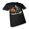 thumbnail image 5 of Halloween Skeleton T-Shirt Pumpkin Graphic with Short Sleeve | Crewneck 100% Cotton Soft Graphic Print Unisex Tee, Black, Size XL, 5 of 6