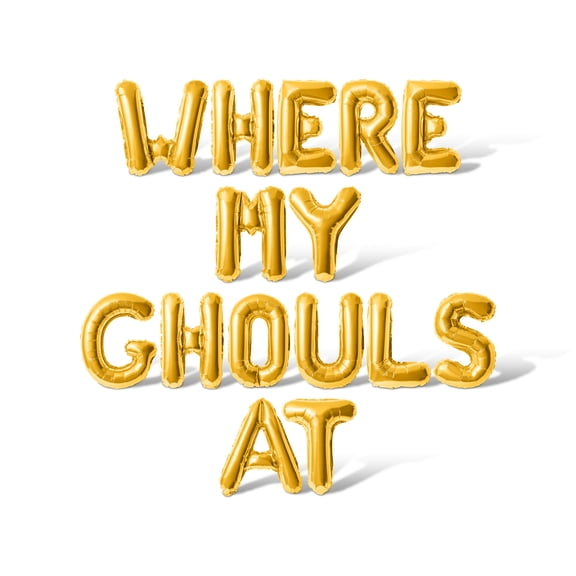 Letter Balloons - WHERE MY GHOULS AT 16" Inch Alphabet Letters Foil Mylar Balloon Halloween Party Banner (Gold)