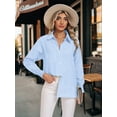 thumbnail image 5 of Airmenty Women's Button Down Shirts Long Sleeve Smocked Cuffed Striped Work Blouses Tops with Pocket Shirred, 5 of 8