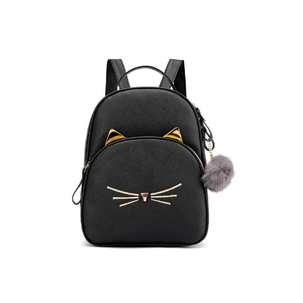 Mochila para Adolescentes Mochilas Escolares Cuero Mochila Cuadrada Dibujos Animados para Niñas (Negro)