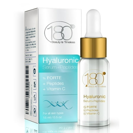 180 Cosmetics Hyaluronic Acid Serum with Peptides & Vitamin C - Get Rid Of Wrinkles From Day 1 for age 40+, Super Strong Moisturizer Serum With Hyaluronic