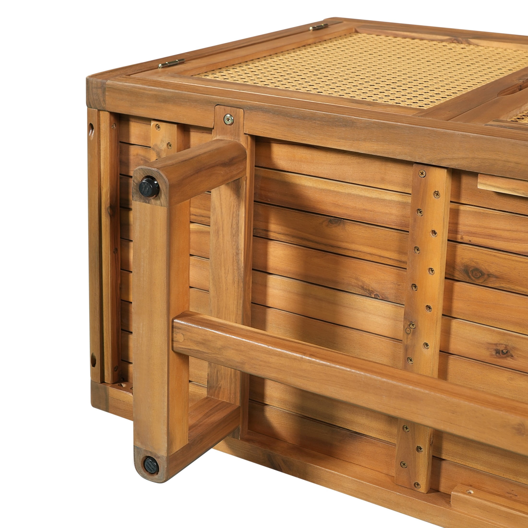 Christopher Knight Home Acacia Wood Outdoor Sideboard Storage Cabinet with Wicker Door, Teak+Yellow