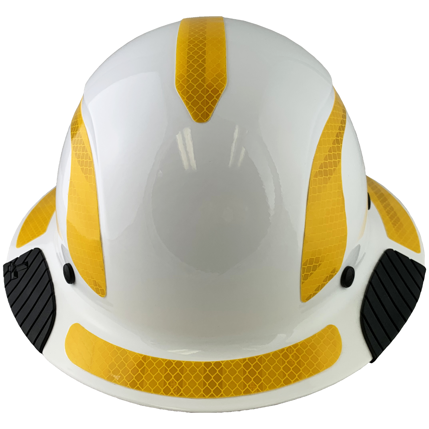 Lift Safety Helmet - Actual Carbon Fiber Full Brim Hard Hat - White with Yellow Reflective Decals with Hard Hat Tote Bag