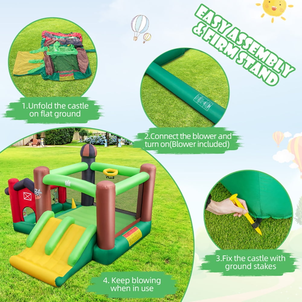 Aimee Lii 6-in-1 Inflatable Bounce House with Double Slides without 735W Blower, Bounce House for Kids 3-10