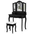 thumbnail image 2 of Costway Vanity Makeup Dressing Table Set W/Stool 4 Drawer&Mirror Jewelry Wood Desk Black, 2 of 12