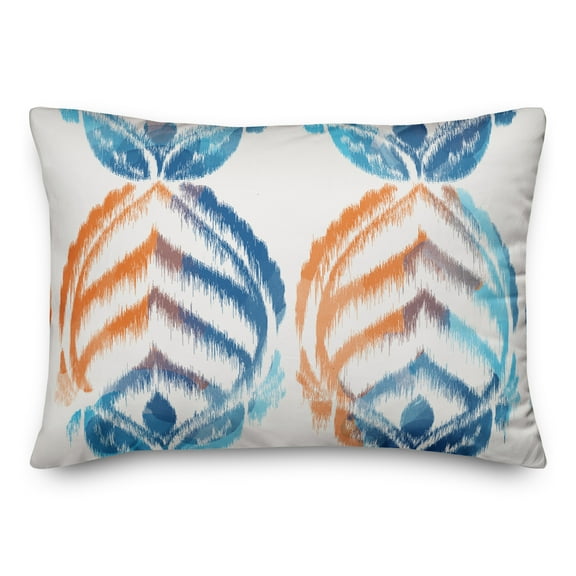 Creative Products Blue and Orange Leaf Pattern 14x20 Indoor / Outdoor Pillow