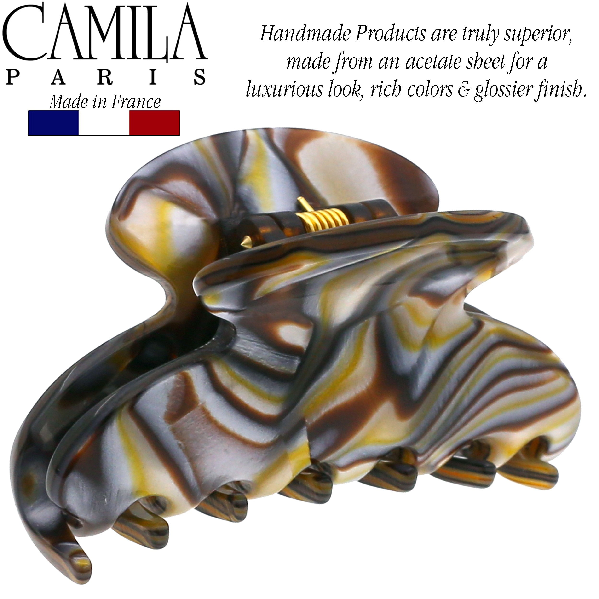 Camila Paris CP3061 French Hair Clip for Women, Handmade, Onyx, Small, Girls Hair Claw Clips Jaw, Durable Styling Hair Accessories for Women, Strong Hold No Slip Grip, Made in France