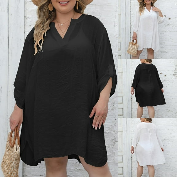 Summer Savings Clearance AXXD Black Cover Up for Swimsuits Women Plus Bathing Suit Cover Up For Beach Pool Swimwear Crochet Dress